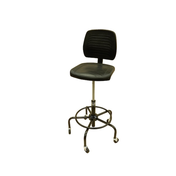 Workbench Polyurethane Chair 22 In to 32 In Seat Ht. Welded Footring Tubular Base 300 lbs. cap.